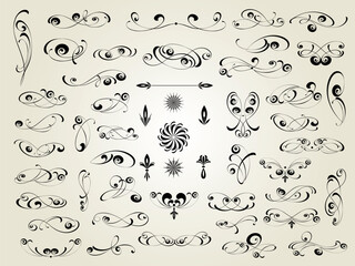 6464.eps  set of calligraphic design elements