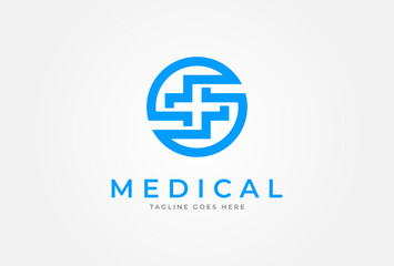 Letter S Medical Cross Logo, Letter S with cross icon combination, Can be used for brand and company logos, vector illustration
