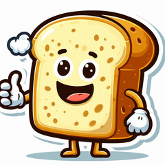 Cartoon depiction of a slice of bread with a cheerful expression, giving a thumbs-up gesture.