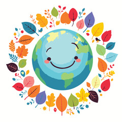 leaves and flowers around the earth