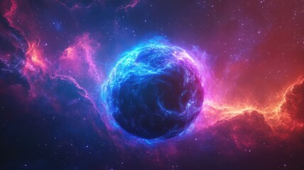 Blue Planet Nebula Space Scene with Colorful Clouds nebula planet space galaxy cosmos universe cloud