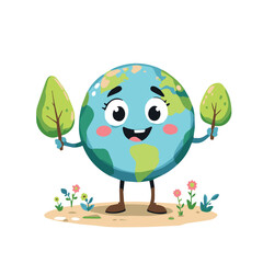 happy earth vector illustration