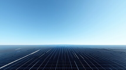 Futuristic solar panel array under clear sky
