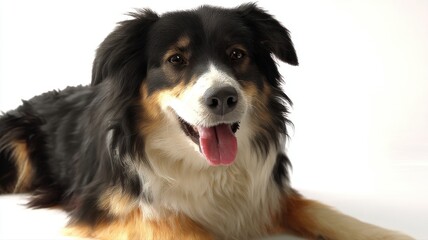 Happy Australian Shepherd Dog with Tongue Out Australian shepherd dog canine pet animal portrait tan