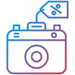 Camera Sale Line Icon Style