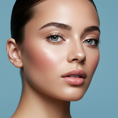 Fototapeta premium Radiant Skin Achieving a Natural, Glowing Complexion Through Skincare and Makeup Techniques