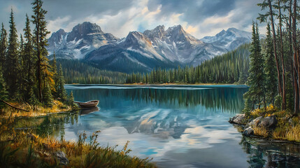 Mountain Lake Serenity: Stunning Reflection of Majestic Peaks