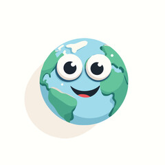 earth with big eyes cartoon like illustration