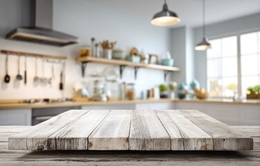 Light-toned wooden countertop in a modern kitchen