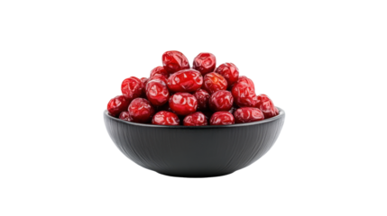 Bowl of Dried Dates Piled High on a Transparent Background Comprising Natural Sweet Delicacies