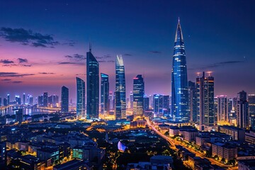 Obraz premium Fintech Transformed by a Vibrant City Nightscape