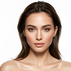 Fototapeta premium Radiant Beauty Portrait of a Young Woman with Smooth Skin and Natural Makeup