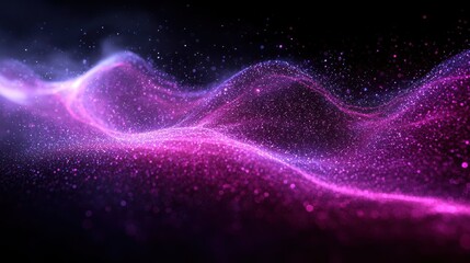 Obraz premium Waves of shimmering pink and purple sparkling particles