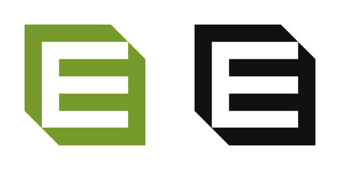 Letter E in a box logo monogram. Corporate design vector element.