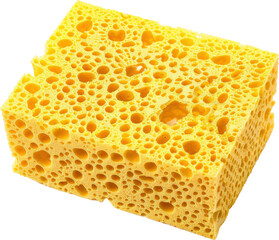 Bright yellow kitchen sponge close-up
