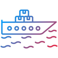 Shipping Boat Line Icon Style
