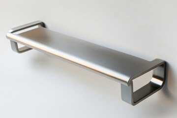 Modern stainless steel shelf mounted on a wall for minimalist home decor
