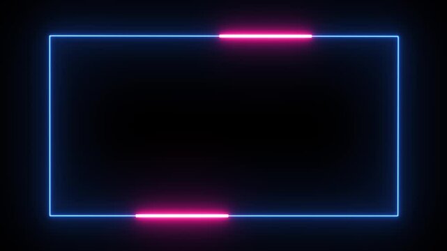 Bright neon pink and blue effect rectangle frame Loop background. Animation of glowing neon rectangles abstract background - seamless loop	