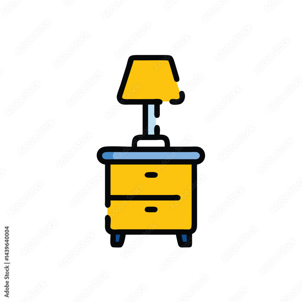 Poster nightstand with lamp on white background for web and graphic design