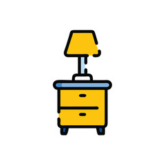 nightstand with lamp on white background for web and graphic design