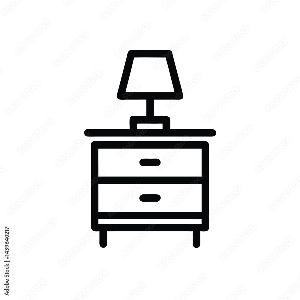 Poster nightstand with lamp on white background for web and graphic design