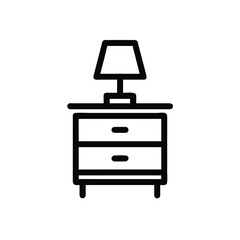 nightstand with lamp on white background for web and graphic design