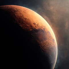 Ethereal depiction of mars: Exploring the textures and colors of the red planet