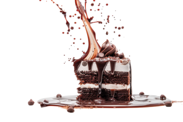 Culinary Illusion: Gravity-Defying Cake Unveiled Isolated On White Background.