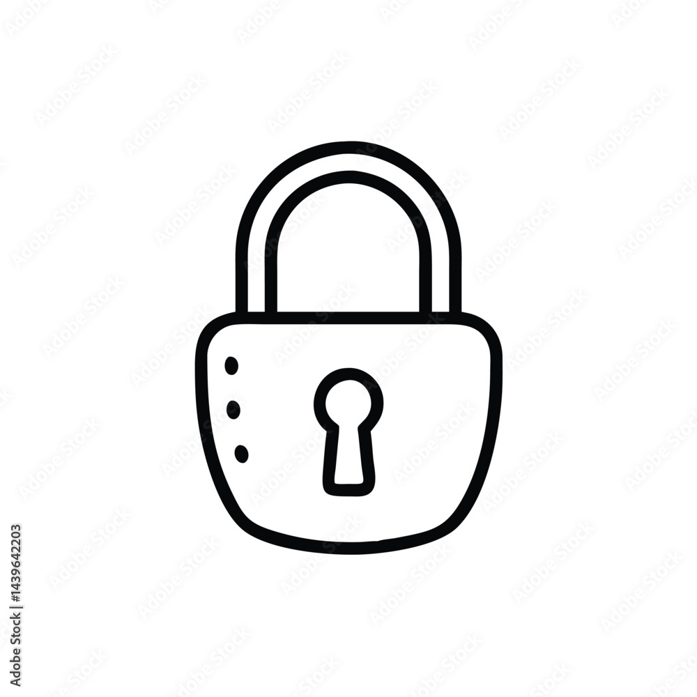 Poster padlock locked protected on white background for web and graphic design