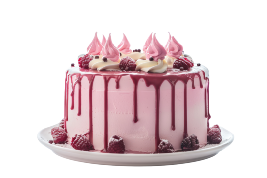 Sweet Sorcery: Gravity-Defying Cake Exposed Isolated On White Background.