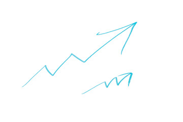 hand draw of grunge blue arrow marker isolated transparent png background,Design template or mockup.design element