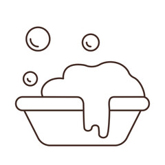 Hand wash for cloth linear icon isolated on transparent background. A basin of foam for washing with soap bubbles line icon. Editable stroke. Symbol of hand washing.