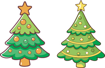 set of christmas trees