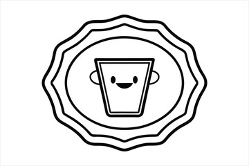 smiling coffee cup inside a retro icon logo