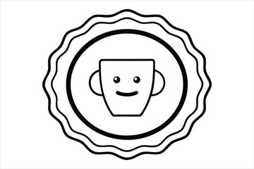 smiling coffee cup inside a retro icon logo