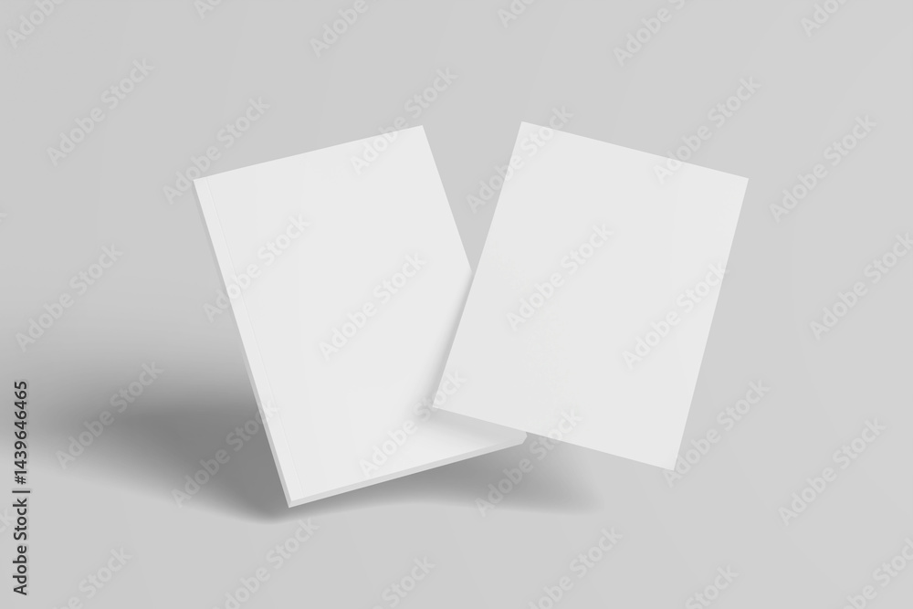 Poster white blank sheets of a4 paper size or documents mockup on a gray background. template for design bl