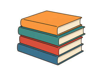 Colorful Books Stacked on Top of Each Other in a Minimalist Style