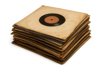 Vintage Vinyl Records Stack on a Dark Background for Nostalgic Vibes