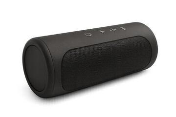 Fototapeta premium Sleek Black Portable Bluetooth Speaker for Music Lovers and Travelers