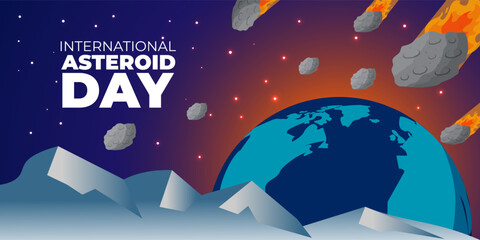 Vector illustration of International Asteroid Day social media template