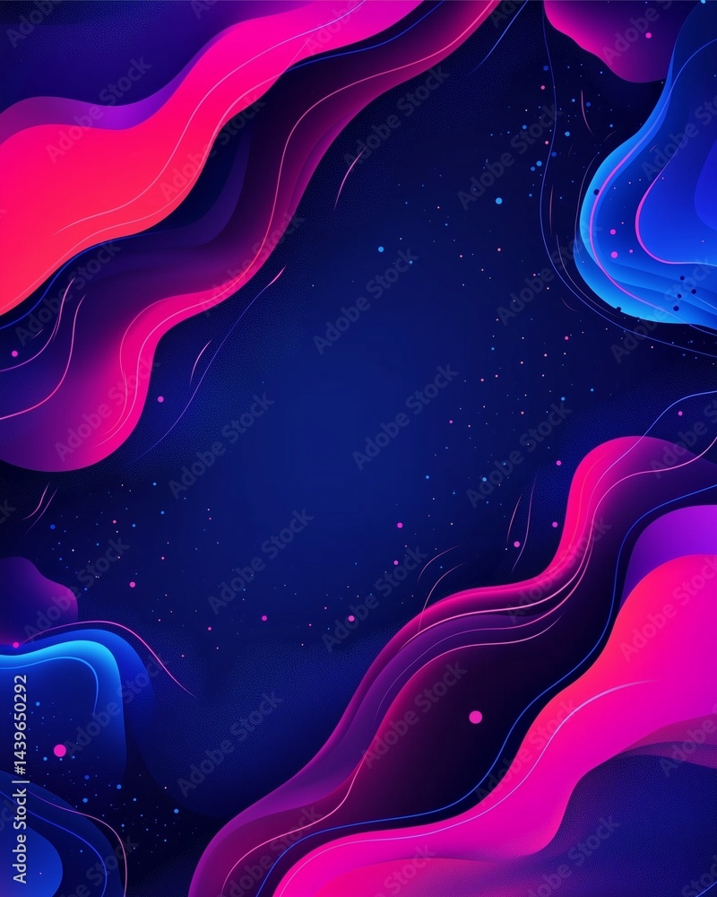 Poster abstract fluid art: a mesmerizing swirl of vibrant hues dances across a dark canvas, creating a sens