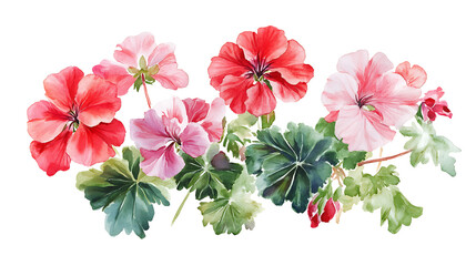 Obraz premium Bright blooming geraniums in vibrant colors.