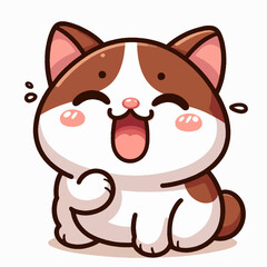 Obraz premium Digitally illustrated cartoon representation of a friendly, joyful cat.