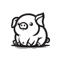 A cute and chubby pig cartoon logo featuring a smiling, happy pig with a big round belly. Perfect for kids' brands, farm-themed projects, mascots, or fun product packaging.