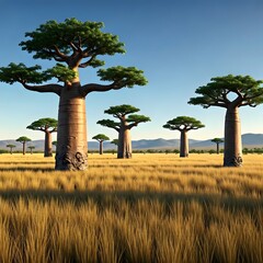 Obraz premium Tarangire National Park Towering Baobab Trees in the African Savanna