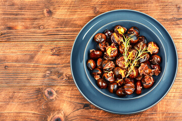 Charred roasted Chestnuts.