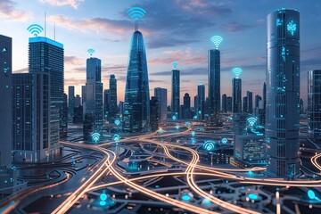 Innovative Smart City Design Featuring Advanced Telecommunications and 5G Network Solutions