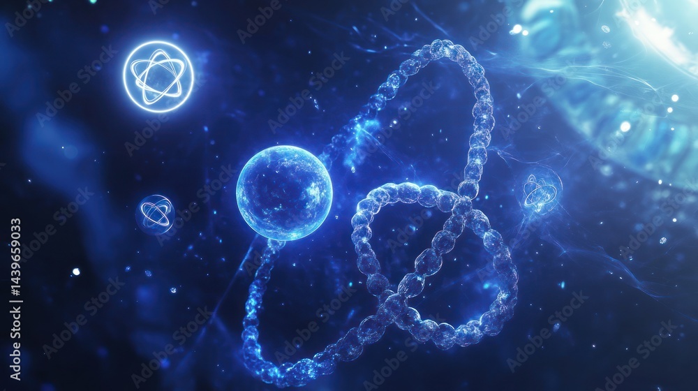 Aufkleber conceptual dna chain molecule, abstract tech background use for science research