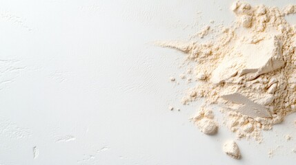 Light beige powder scattered on a light gray surface