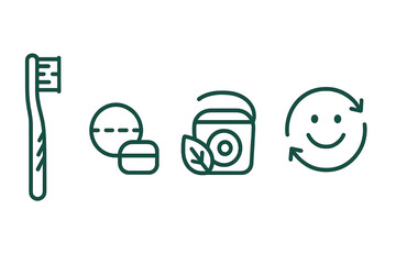 Oral-care icons promoting sustainable materials and disposal